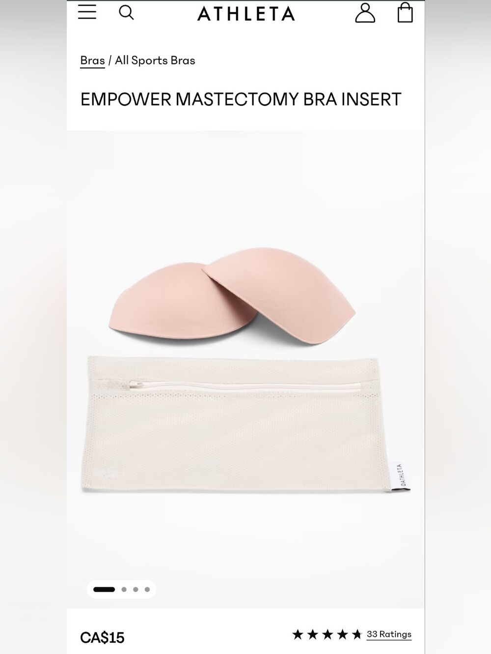 NWT ATHLETA Empower Mastectomy Pads B